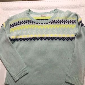 So Sweater, mint green with green and blue pattern Girls plus size 20